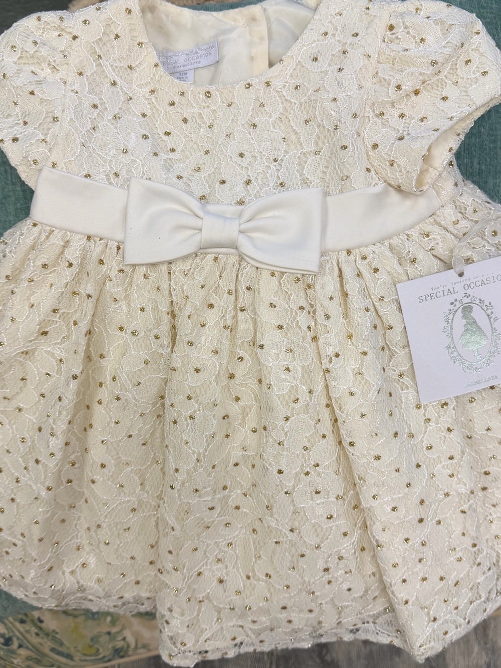 marmellata Ivory Lace Bow Party Dress